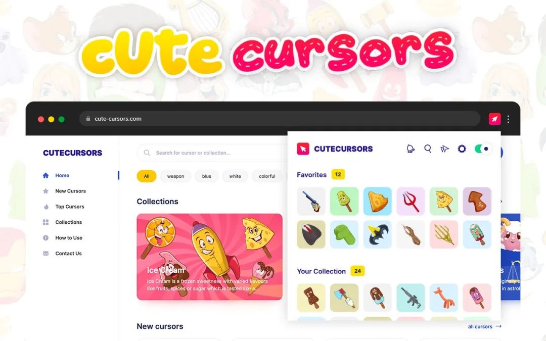 [扩展] Cute Cursors - 美化自定义鼠标指针浏览器扩展 第1张